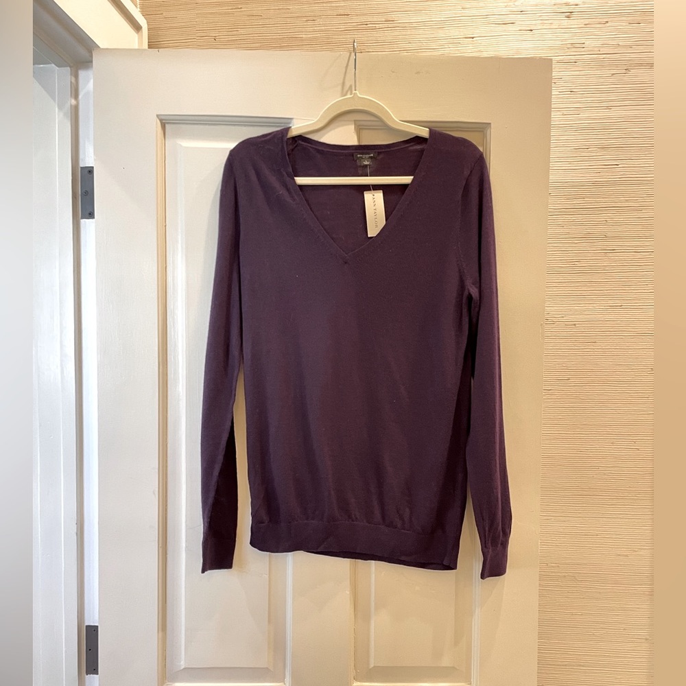 Ann Taylor Lightweight Merino Wool V-Neck Sweater - NWT